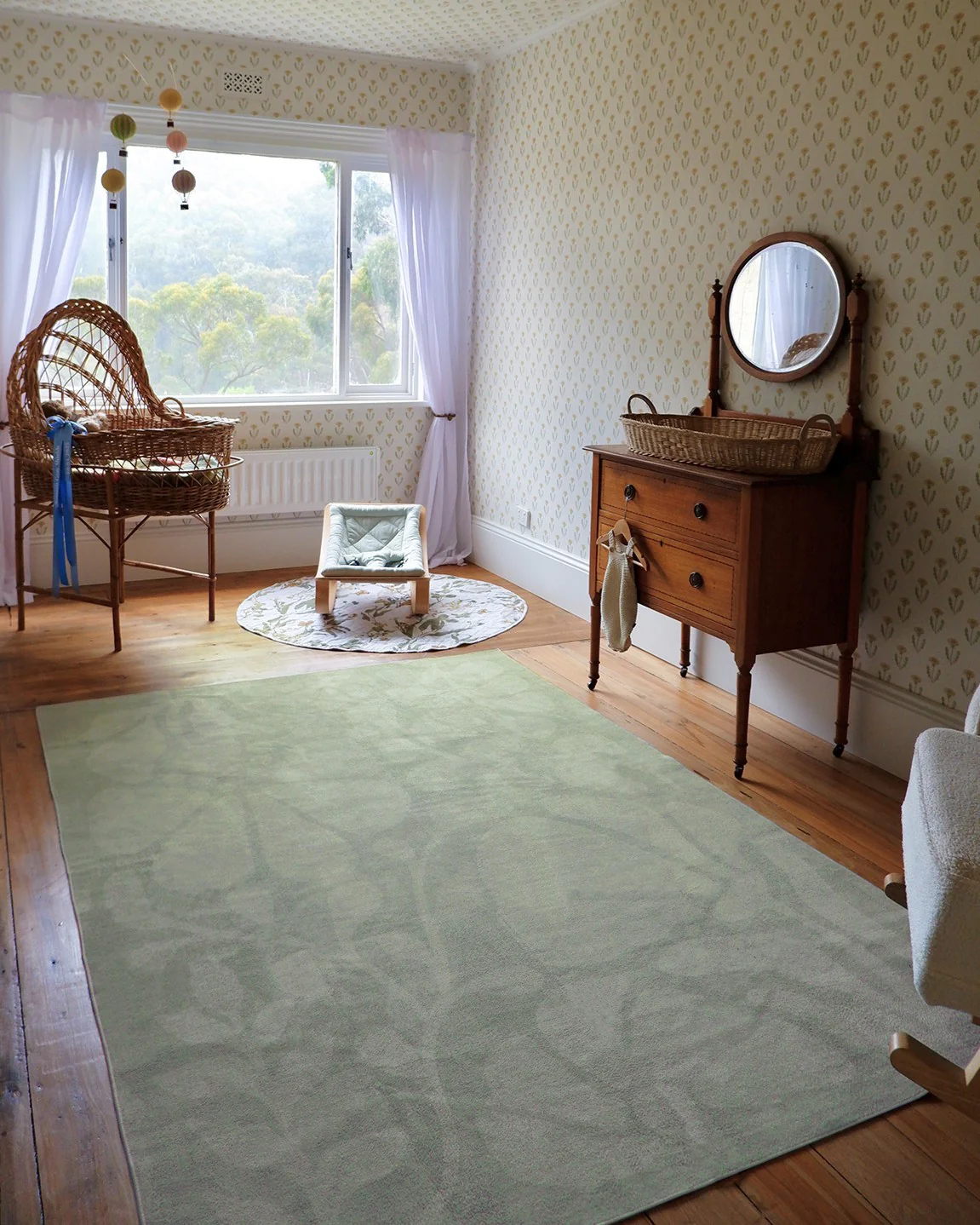 Sabel Green Botanical Washable Rug - Image 2