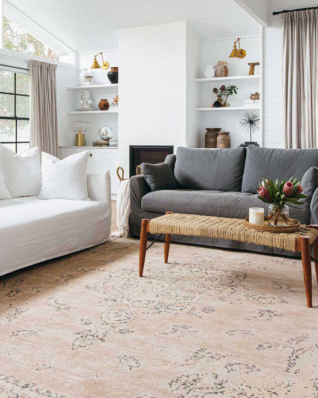 Sadie Coral Peach Turkish Style Distressed Rug - Image 2