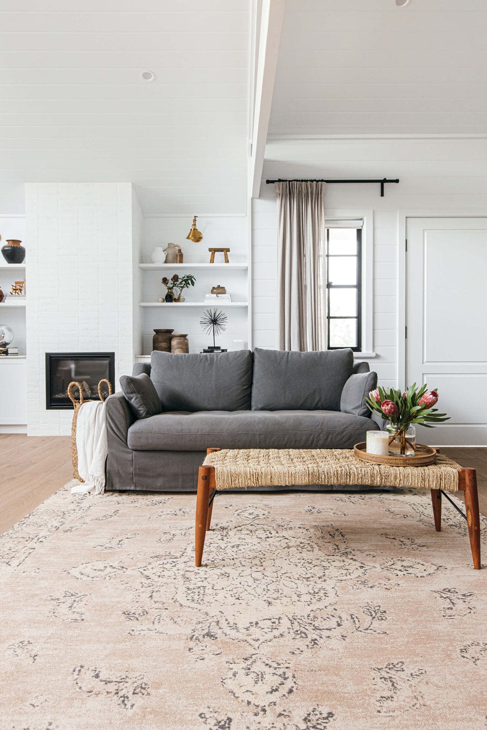 Sadie Coral Peach Turkish Style Distressed Rug - Image 3