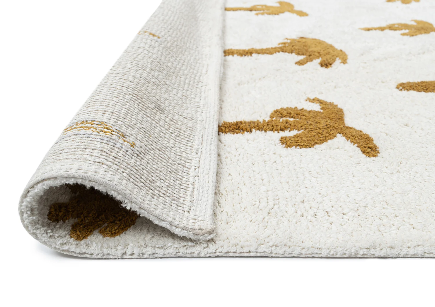 Saffron Mustard Brown Palm Tree Cotton Washable Rug - Image 10