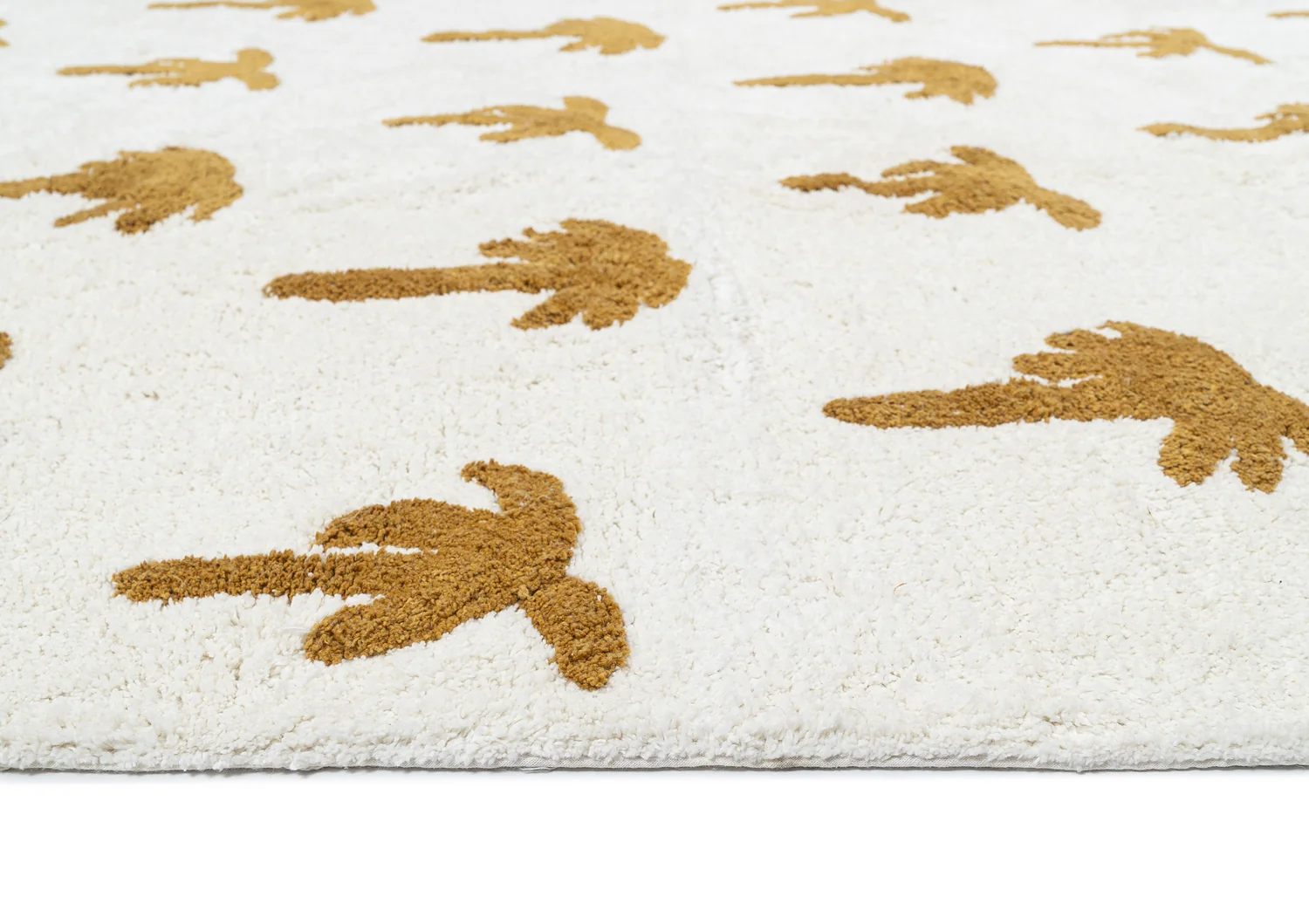 Saffron Mustard Brown Palm Tree Cotton Washable Rug - Image 9