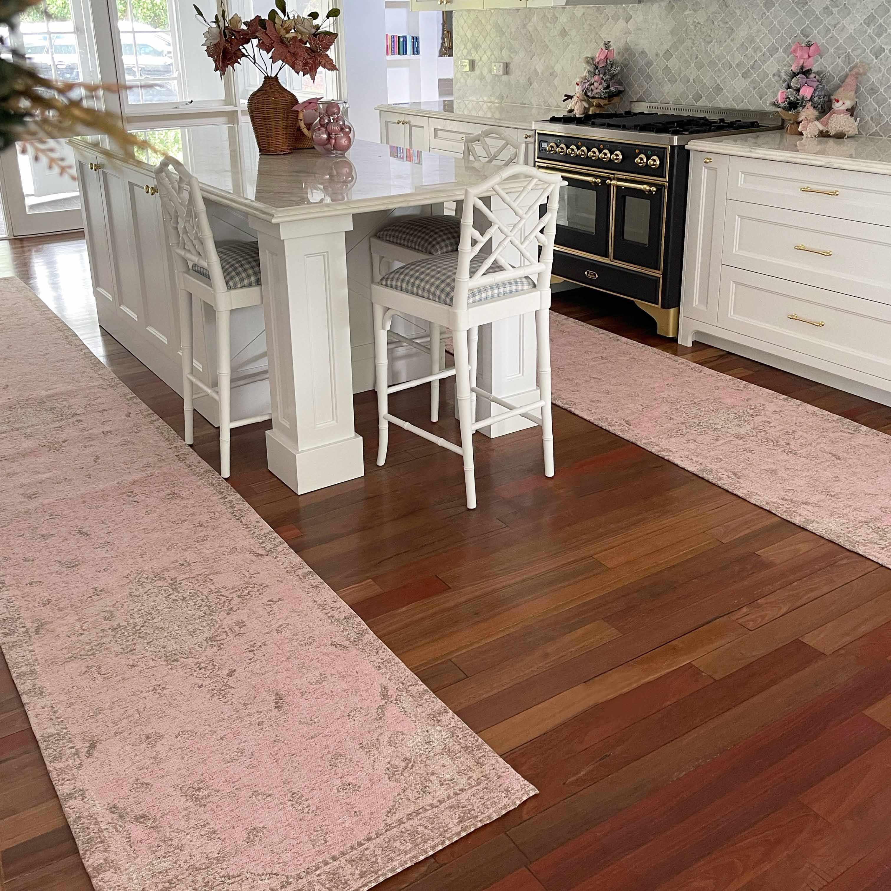 Sahara Turkish Style Pink Distressed Medallion Runner Rug - Image 4