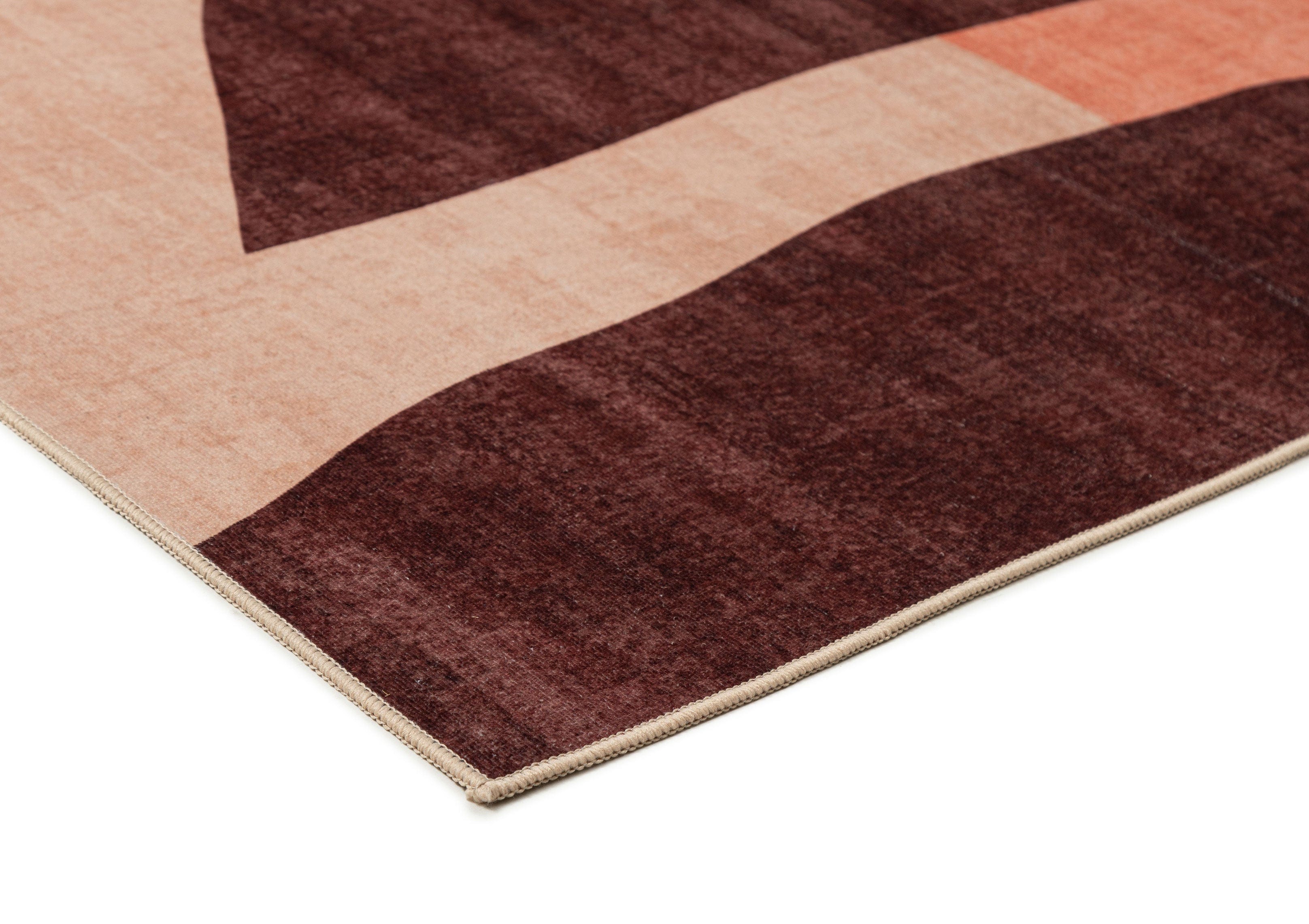Samia Red and Beige Abstract Washable Rug - Image 10
