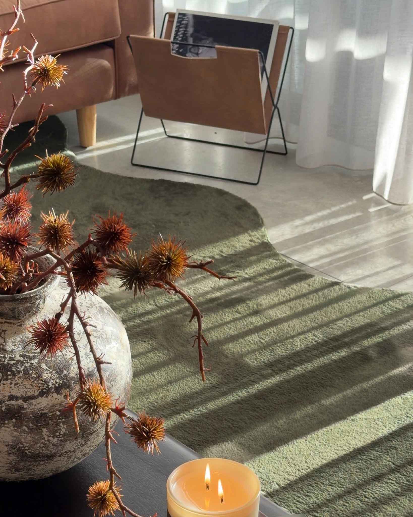 Sandara Olive Scallop Washable Rug - Image 4