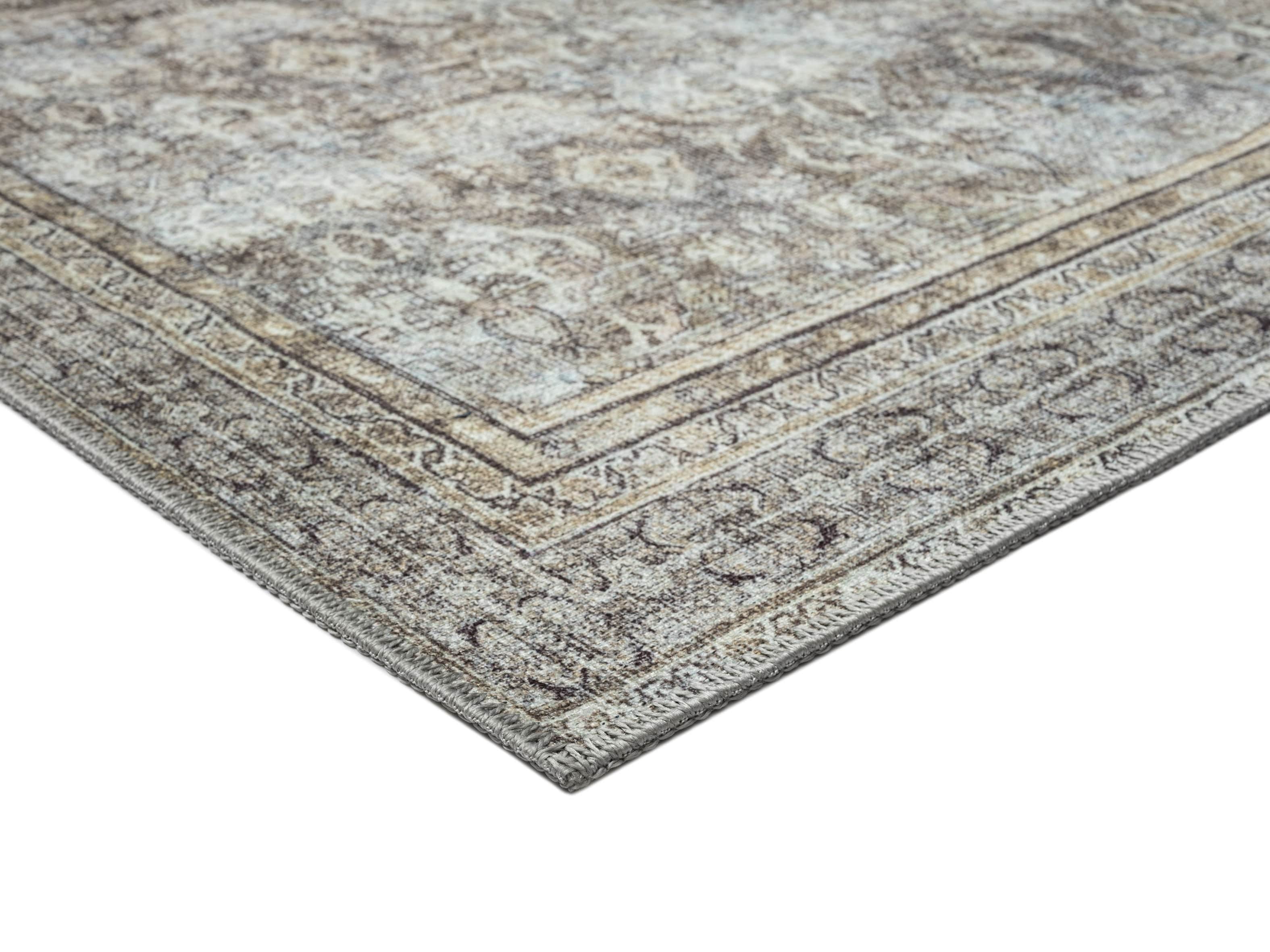 Santi Green and Grey Traditional Distressed Washable Rug - Image 17