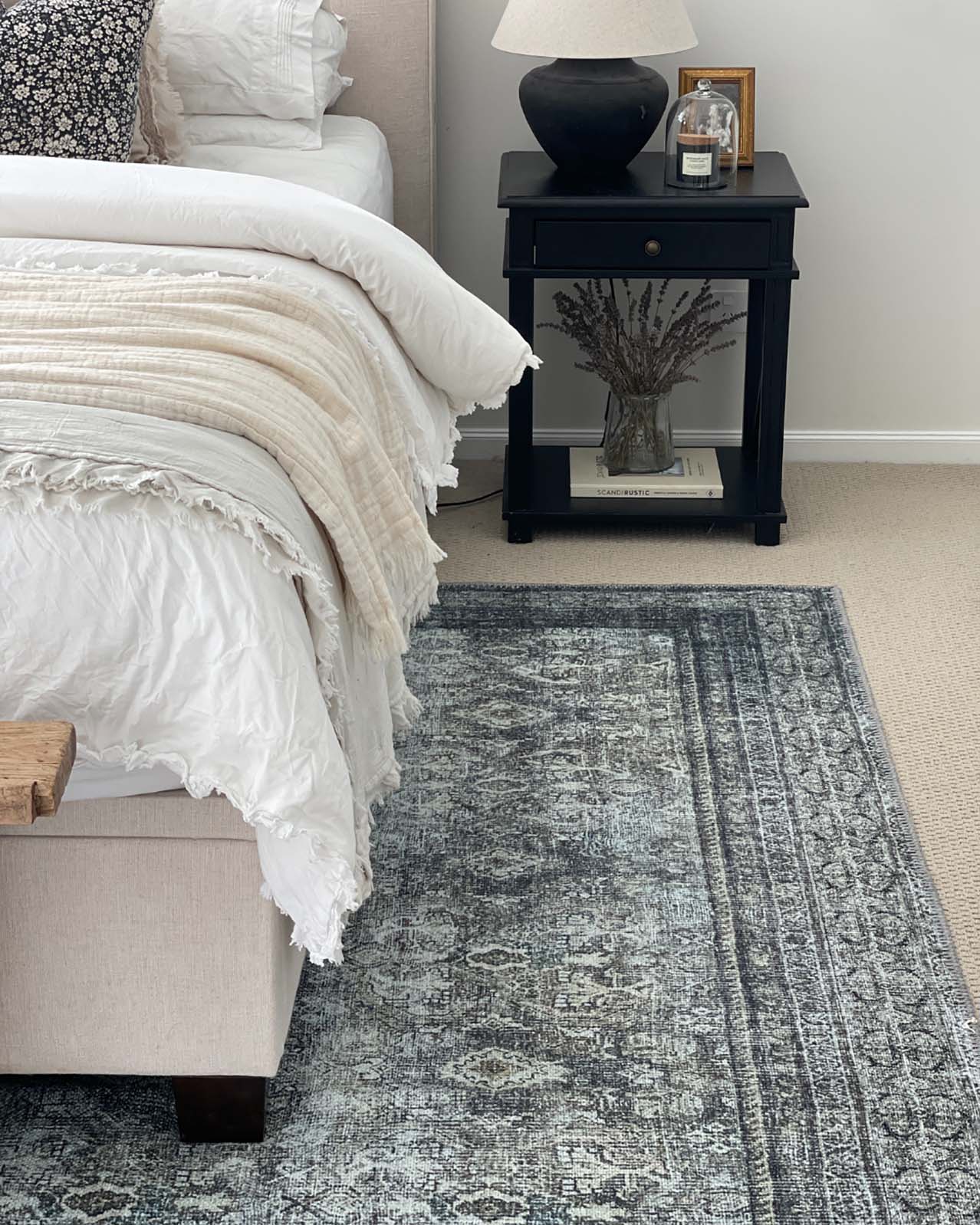 Santi Green and Grey Traditional Distressed Washable Rug - Image 8