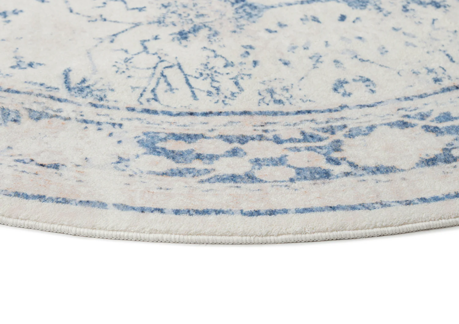 Sarafina Blue and Grey Distressed Washable Round Rug - Image 6