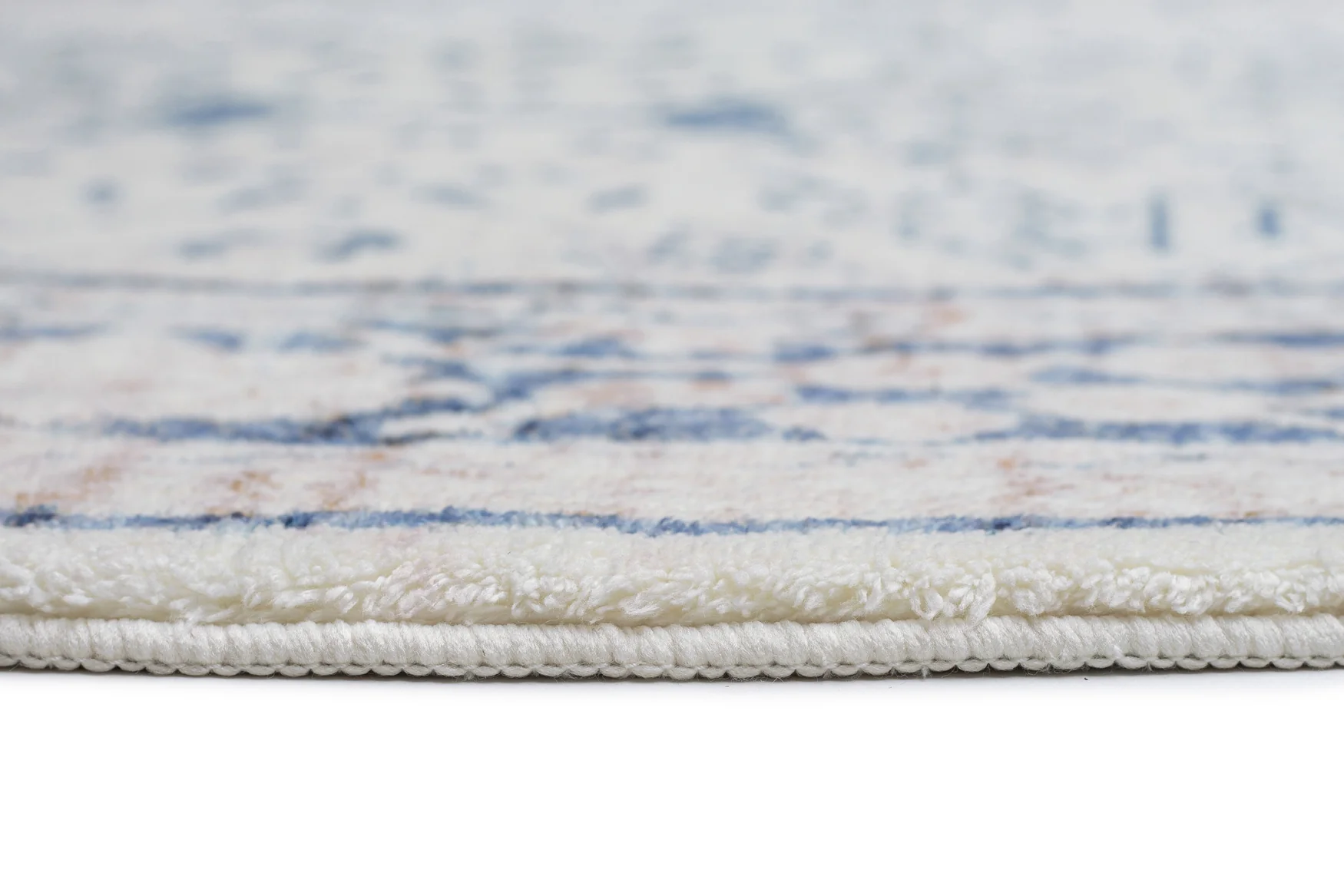 Sarafina Blue and Grey Distressed Washable Round Rug - Image 9