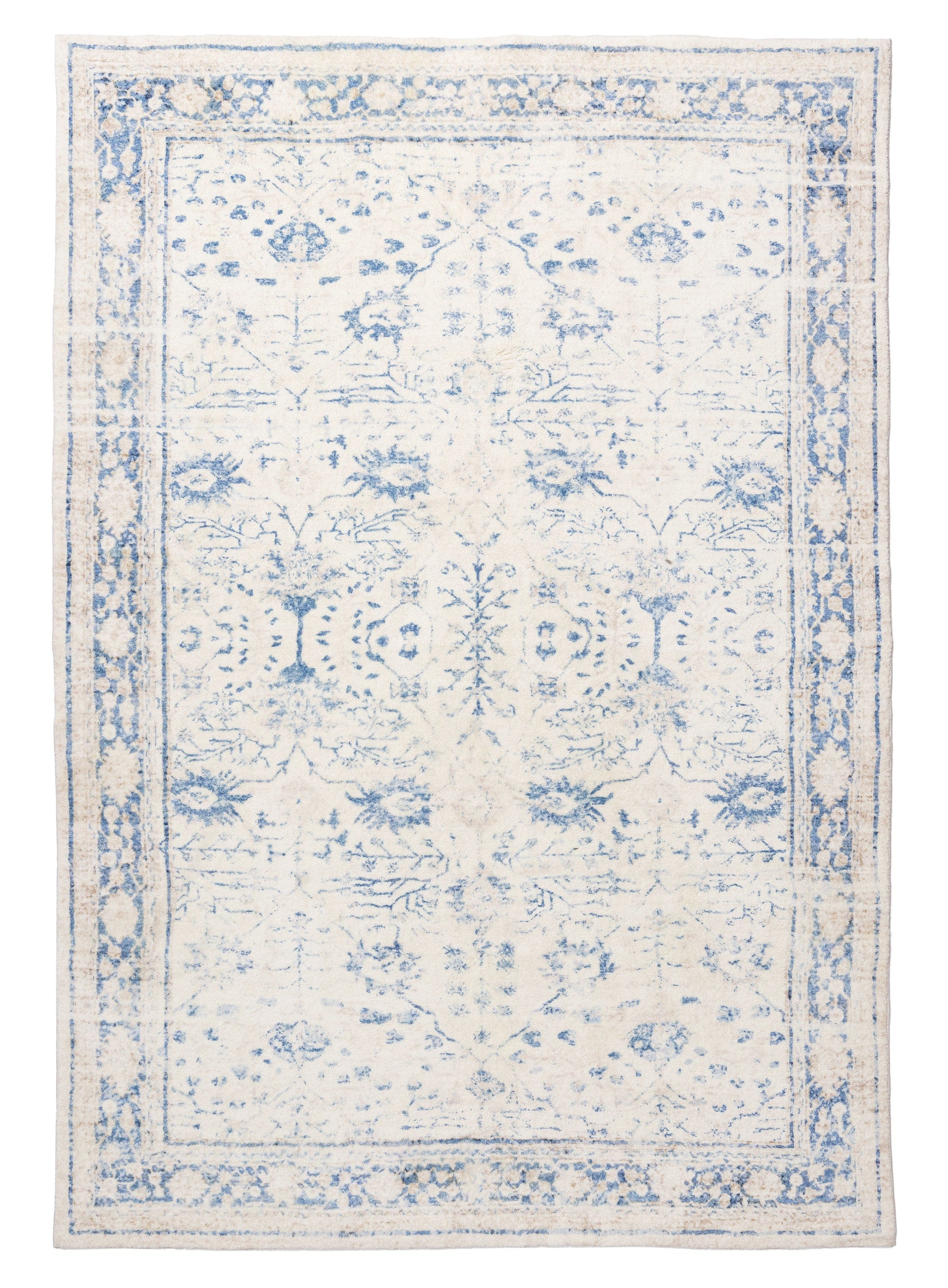 Sarafina Blue and Grey Distressed Washable Rug