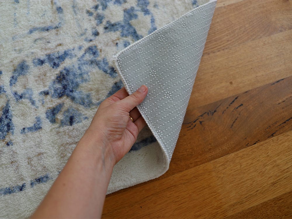 Sarafina Blue and Grey Distressed Washable Rug - Image 4