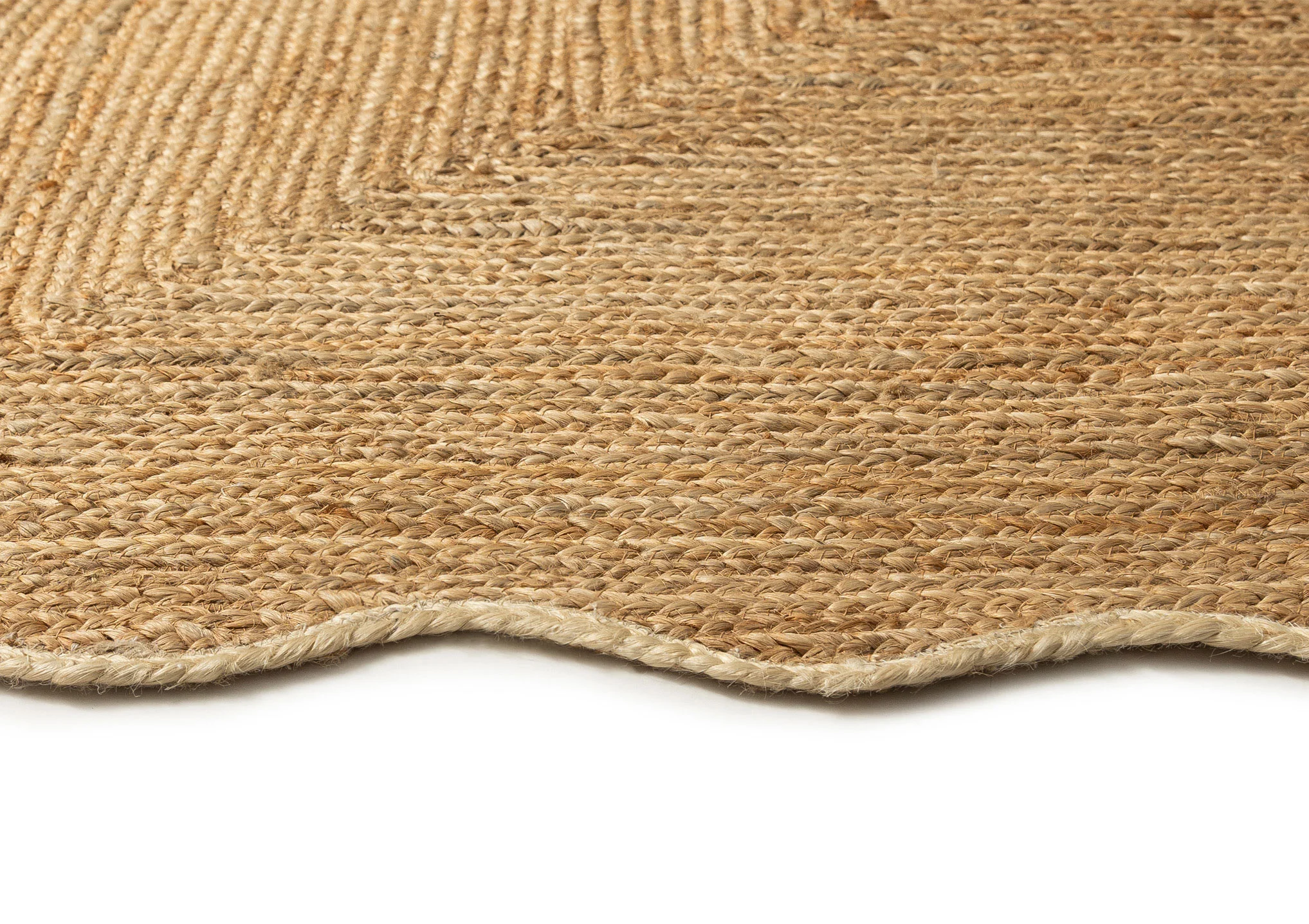 Sarandi Natural Brown Scalloped Jute Rug - Image 3