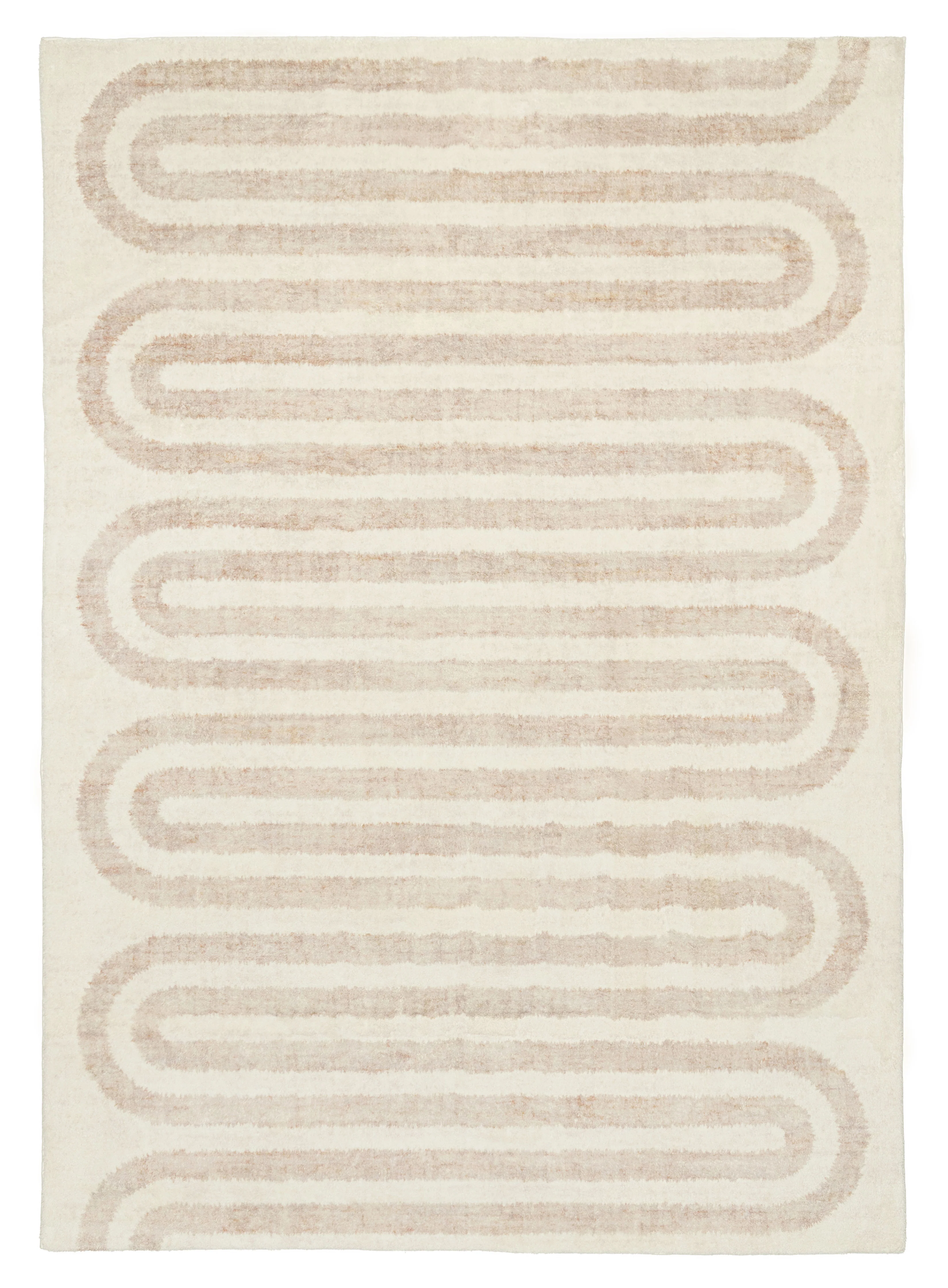 Sargola Ivory Curve Pattern Washable Rug