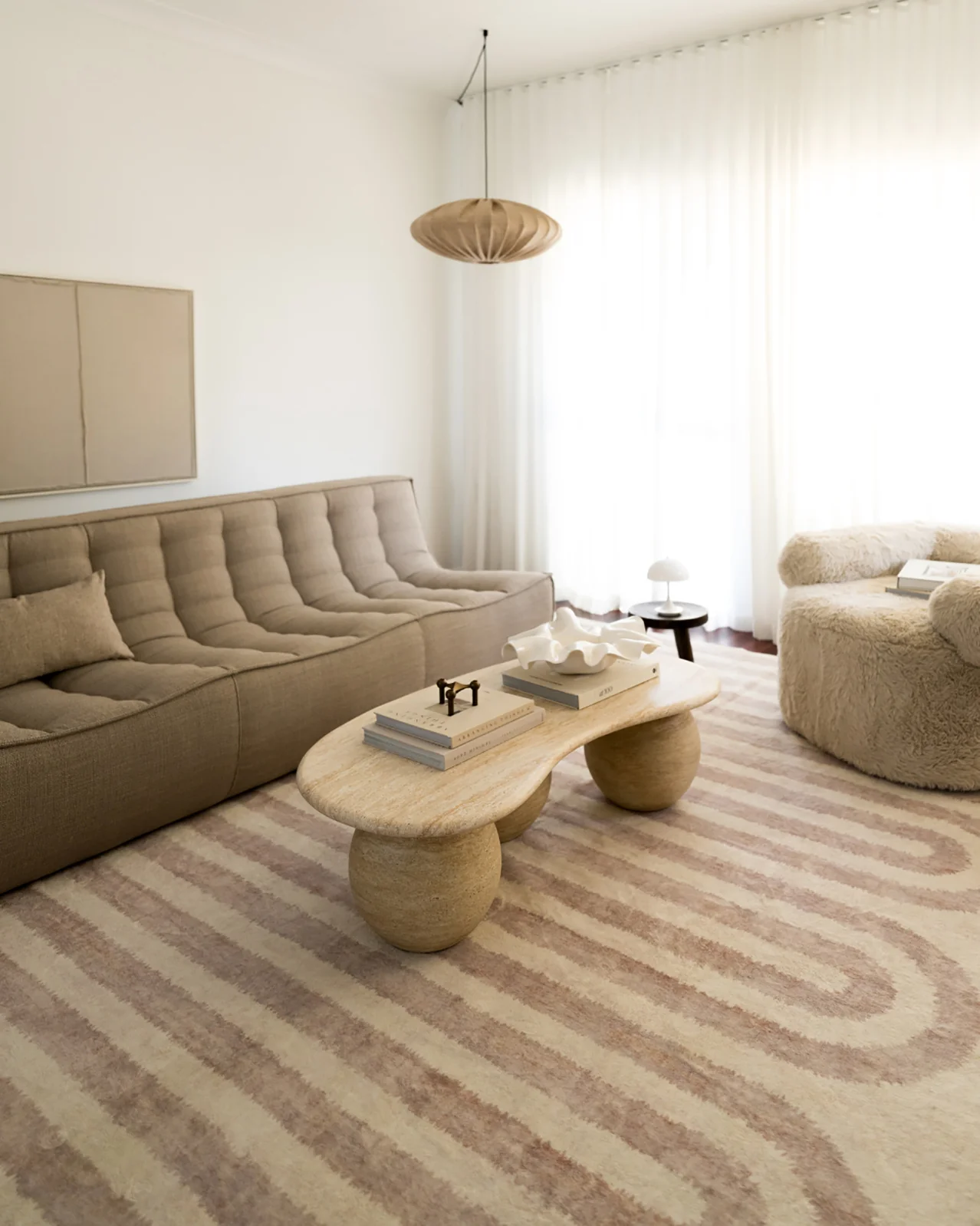 Sargola Ivory Curve Pattern Washable Rug - Image 4