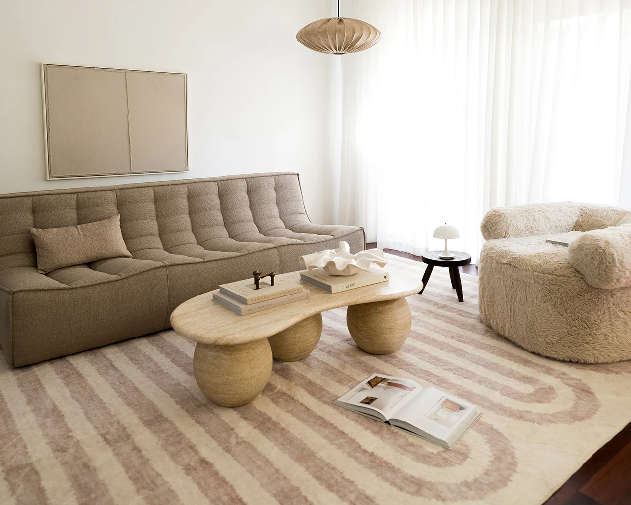 Sargola Ivory Curve Pattern Washable Rug - Image 5