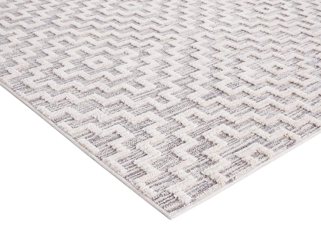 Sarita Ivory and Grey Geometric Textured Rug - Image 17