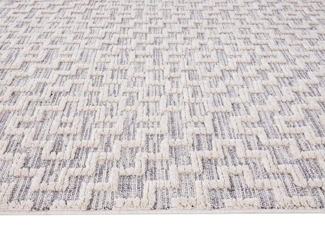 Sarita Ivory and Grey Geometric Textured Rug - Image 18