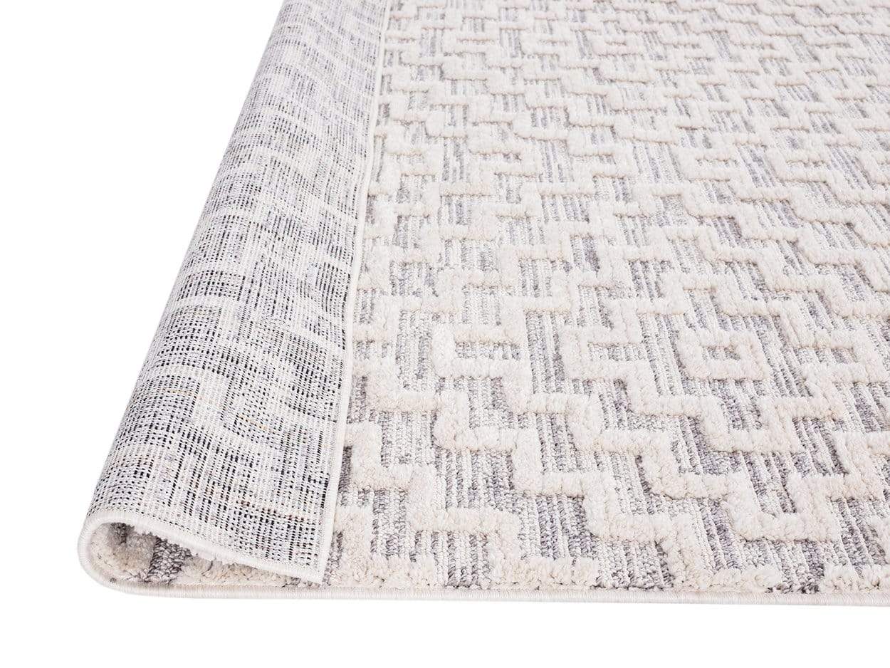 Sarita Ivory and Grey Geometric Textured Rug - Image 19