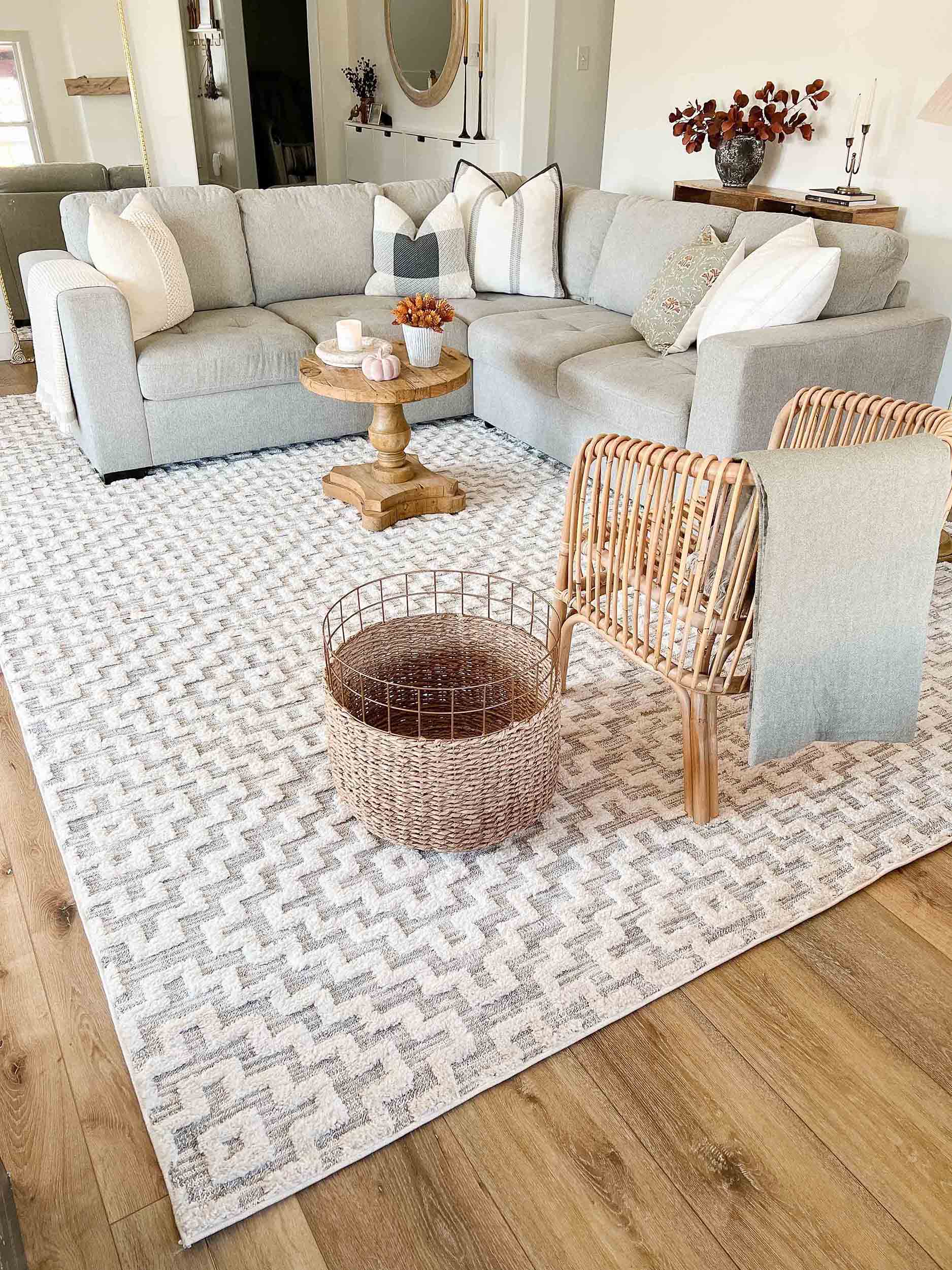 Sarita Ivory and Grey Geometric Textured Rug - Image 8
