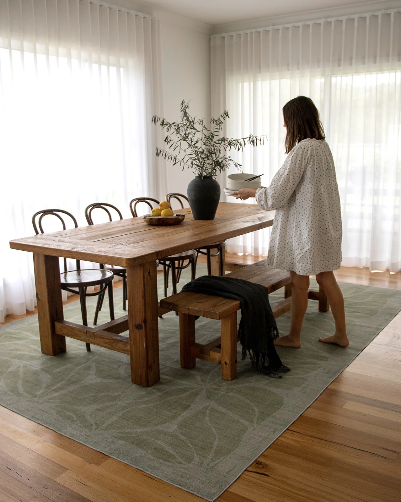 Savona Green Botanical Washable Rug - Image 2