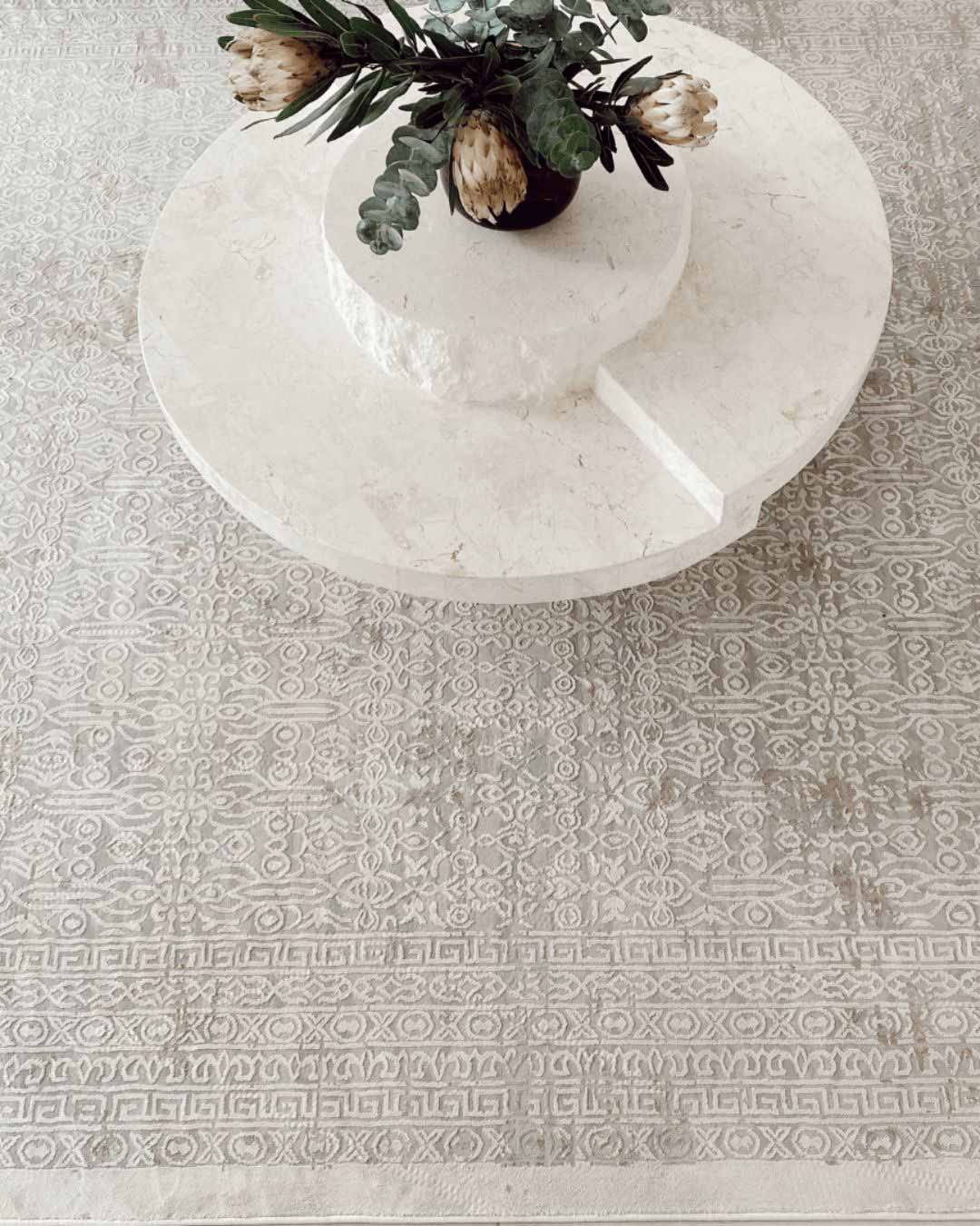 Seda Cream Ivory And Grey Traditional Floral Rug - Image 2
