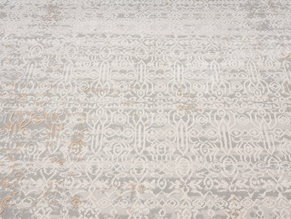 Seda Cream Ivory And Grey Traditional Floral Runner Rug - Image 11