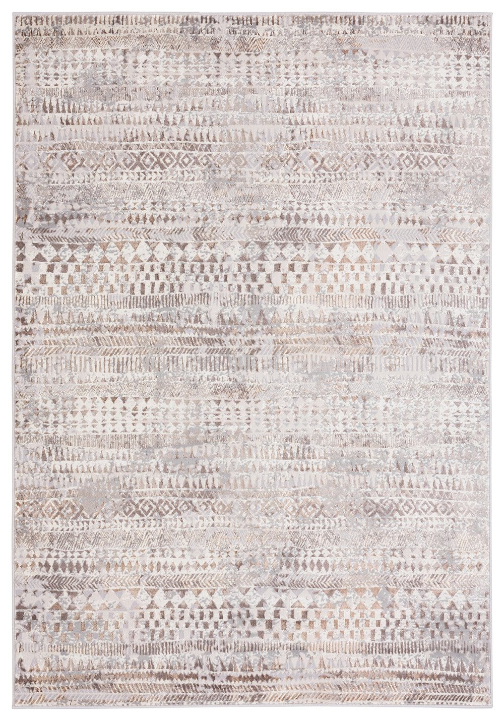 Selma Brown Grey And Ivory Distressed Tribal Rug