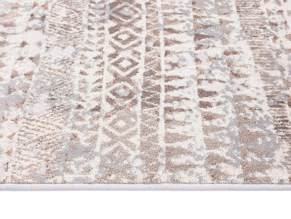 Selma Brown Grey And Ivory Distressed Tribal Rug - Image 7