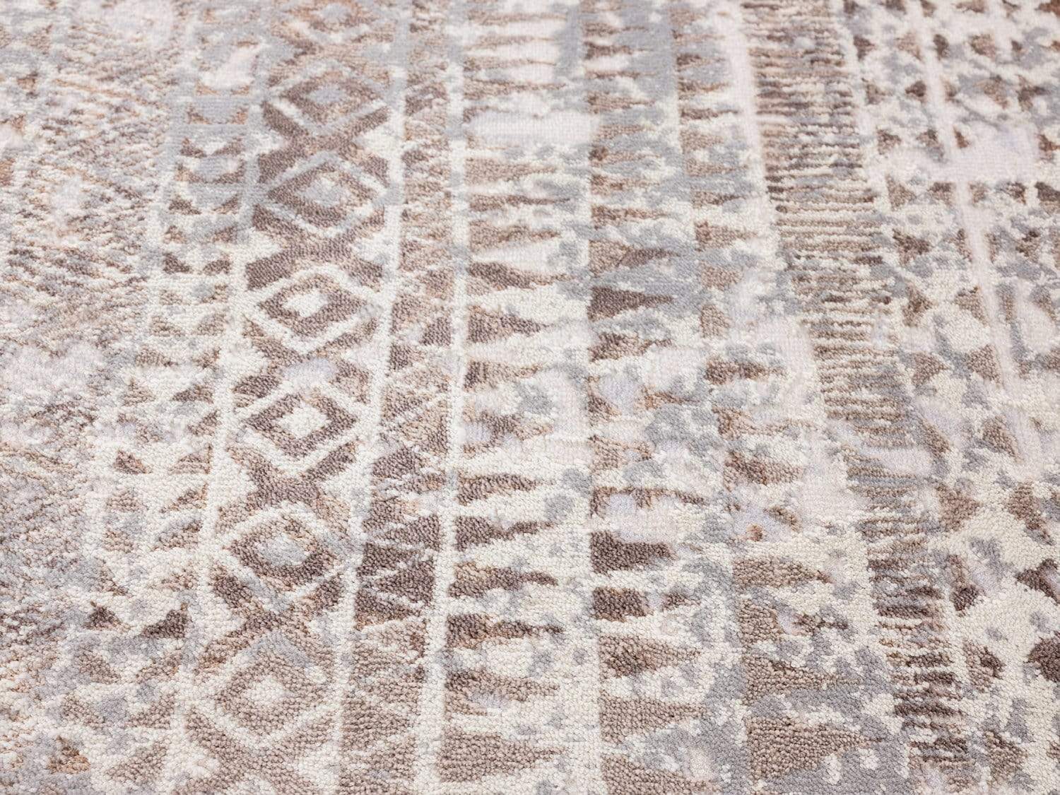 Selma Brown Grey And Ivory Distressed Tribal Rug - Image 9