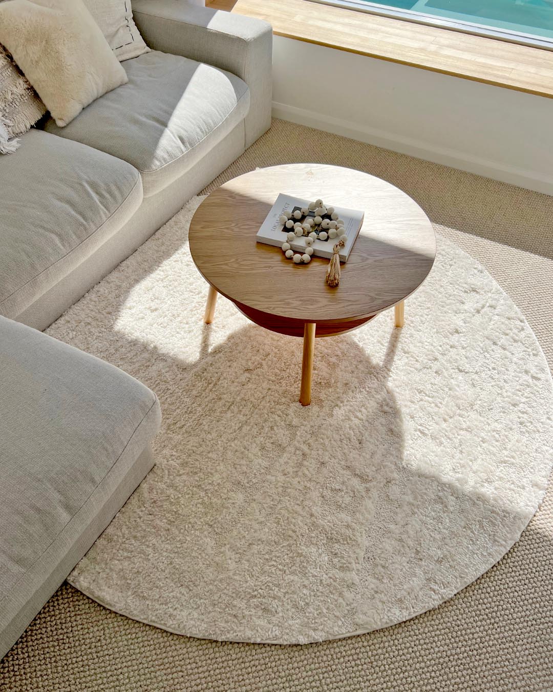 Serena Ivory Cream Textured Round Rug - Image 7