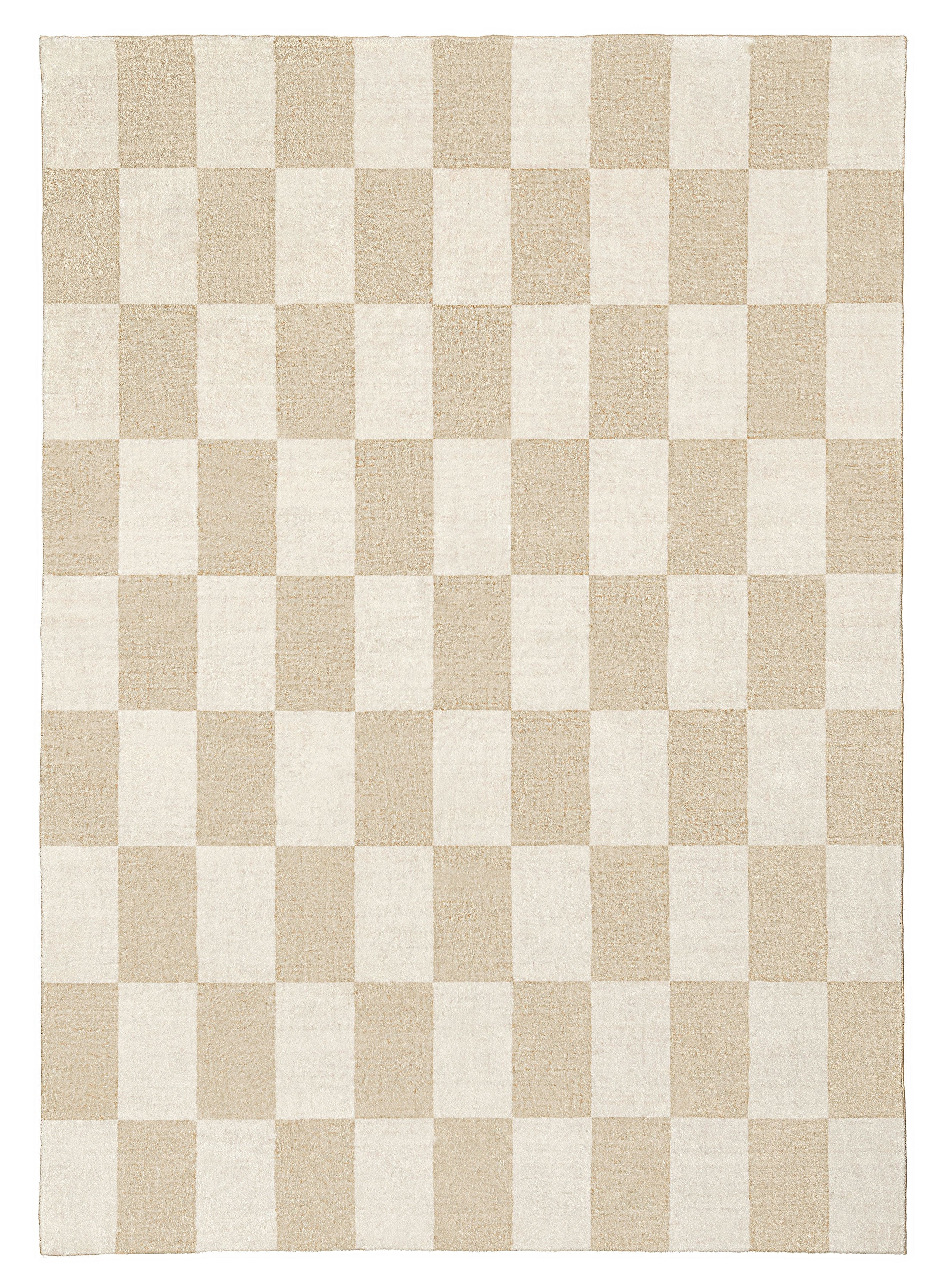 Shira Neutral Beige Checkered Washable Rug