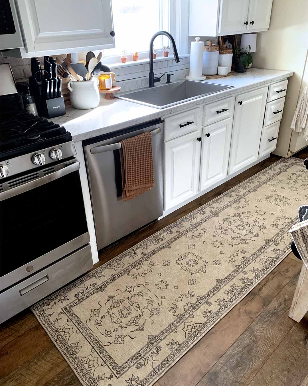 Sienna Beige and Black Scandi Pattern Runner Rug - Image 5