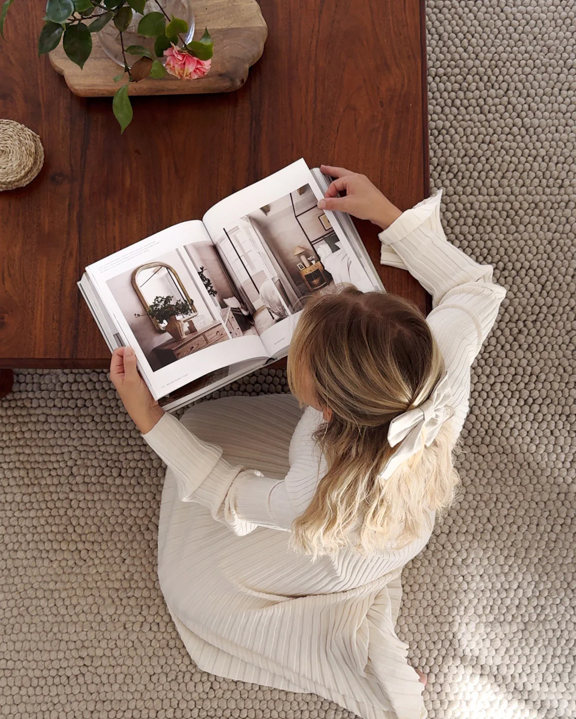 Simone Cream and Ivory Marble Looped Rug - Image 8