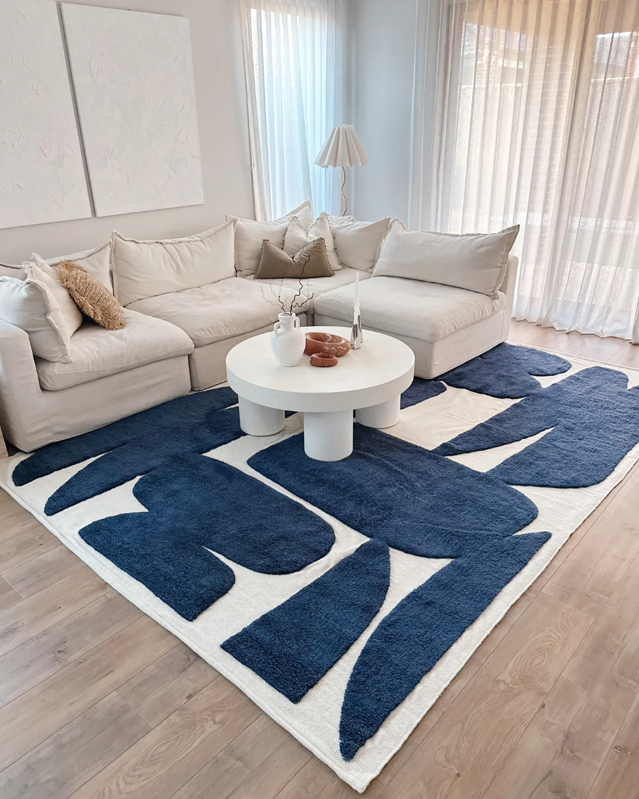 Simora Blue Abstract Washable Wool Rug - Image 2