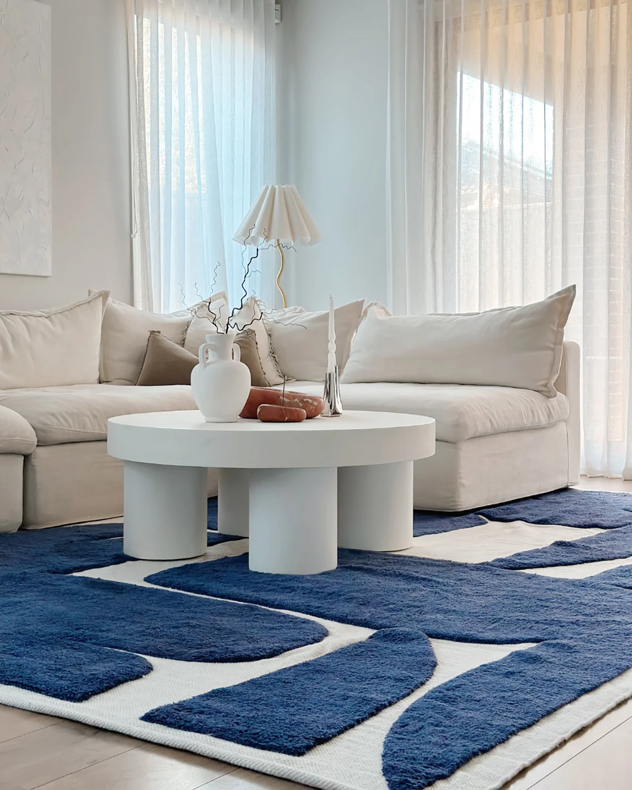 Simora Blue Abstract Washable Wool Rug - Image 3