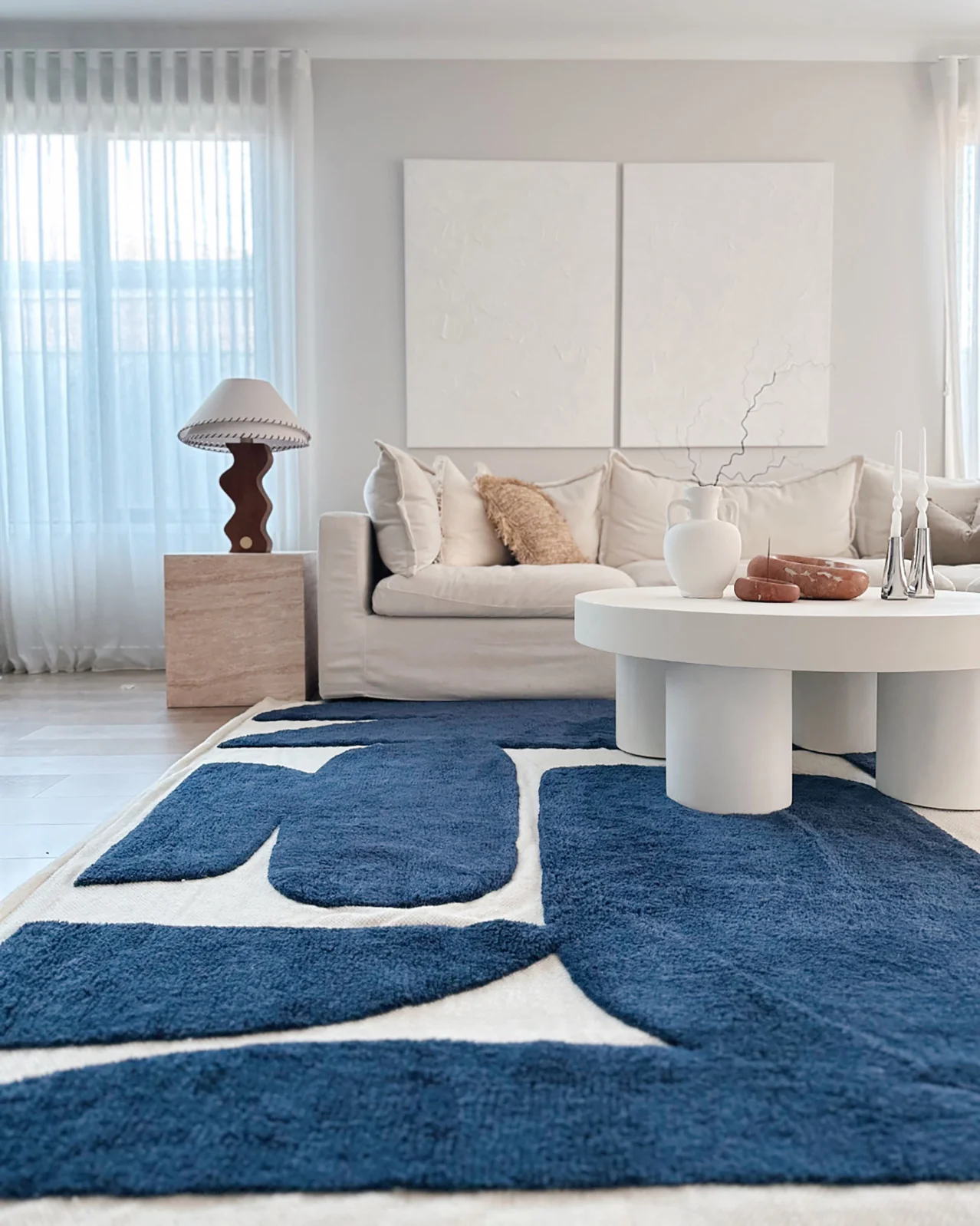 Simora Blue Abstract Washable Wool Rug - Image 4