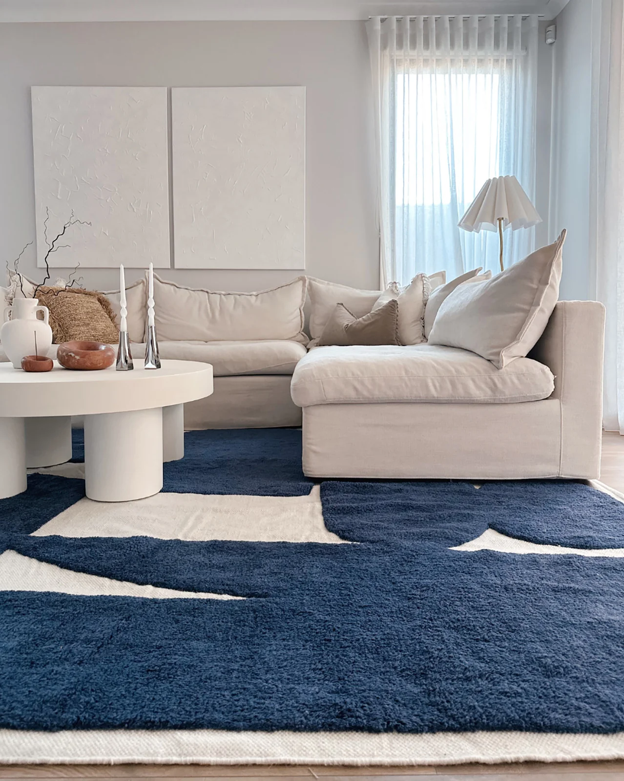 Simora Blue Abstract Washable Wool Rug - Image 5