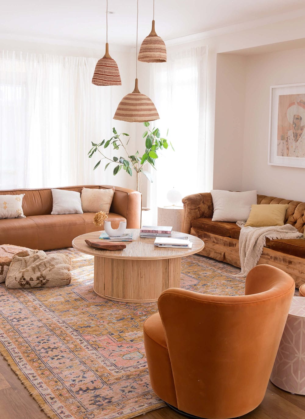 Sissa Mustard and Peach Floral Distressed Rug - Image 3