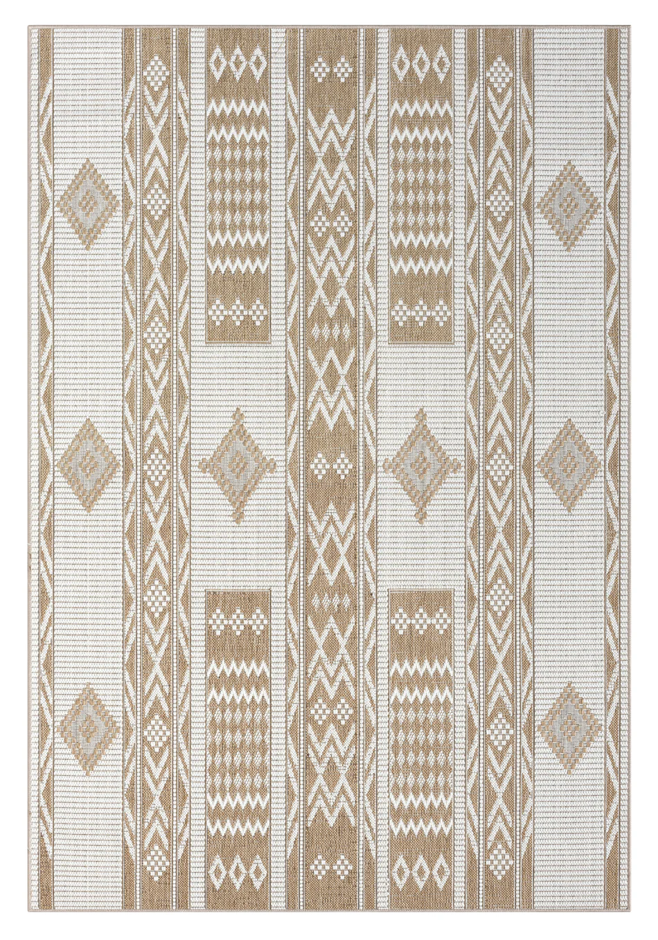Sitaah Brown and Ivory Tribal Flatweave Indoor Outdoor Rug