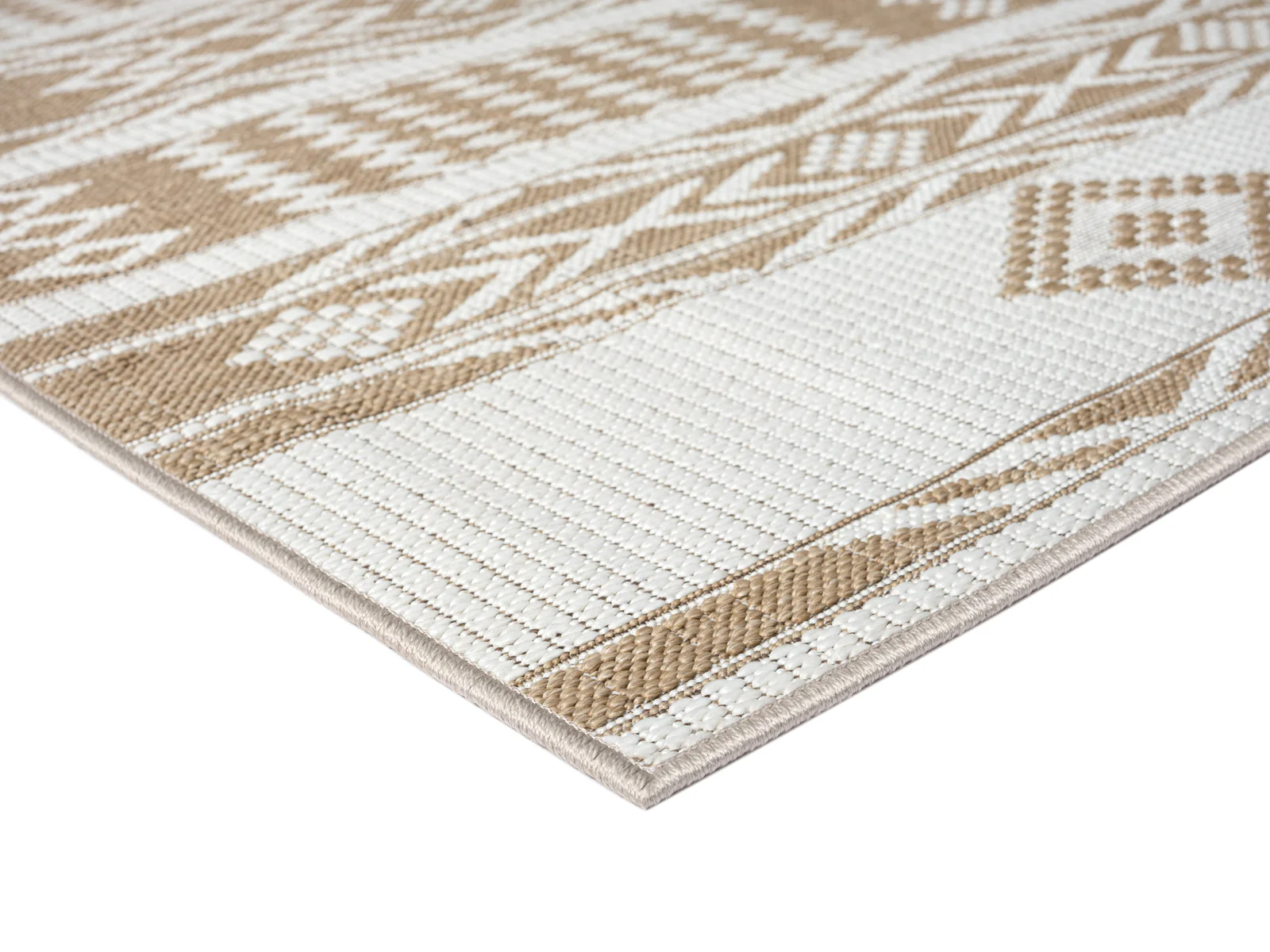 Sitaah Brown and Ivory Tribal Flatweave Indoor Outdoor Rug - Image 14