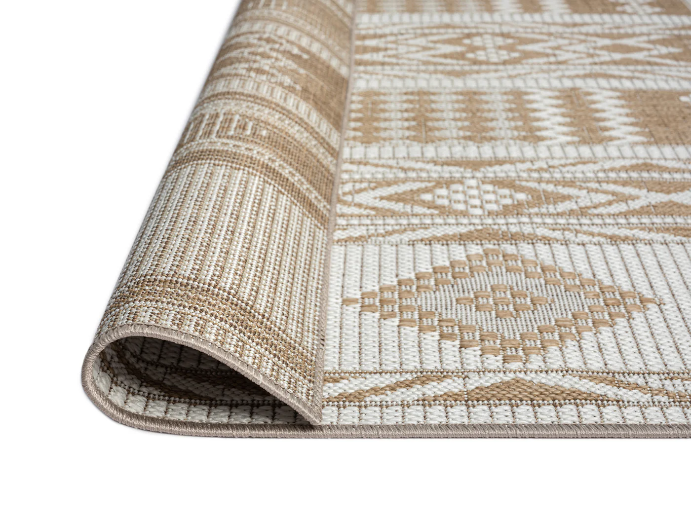 Sitaah Brown and Ivory Tribal Flatweave Indoor Outdoor Rug - Image 16
