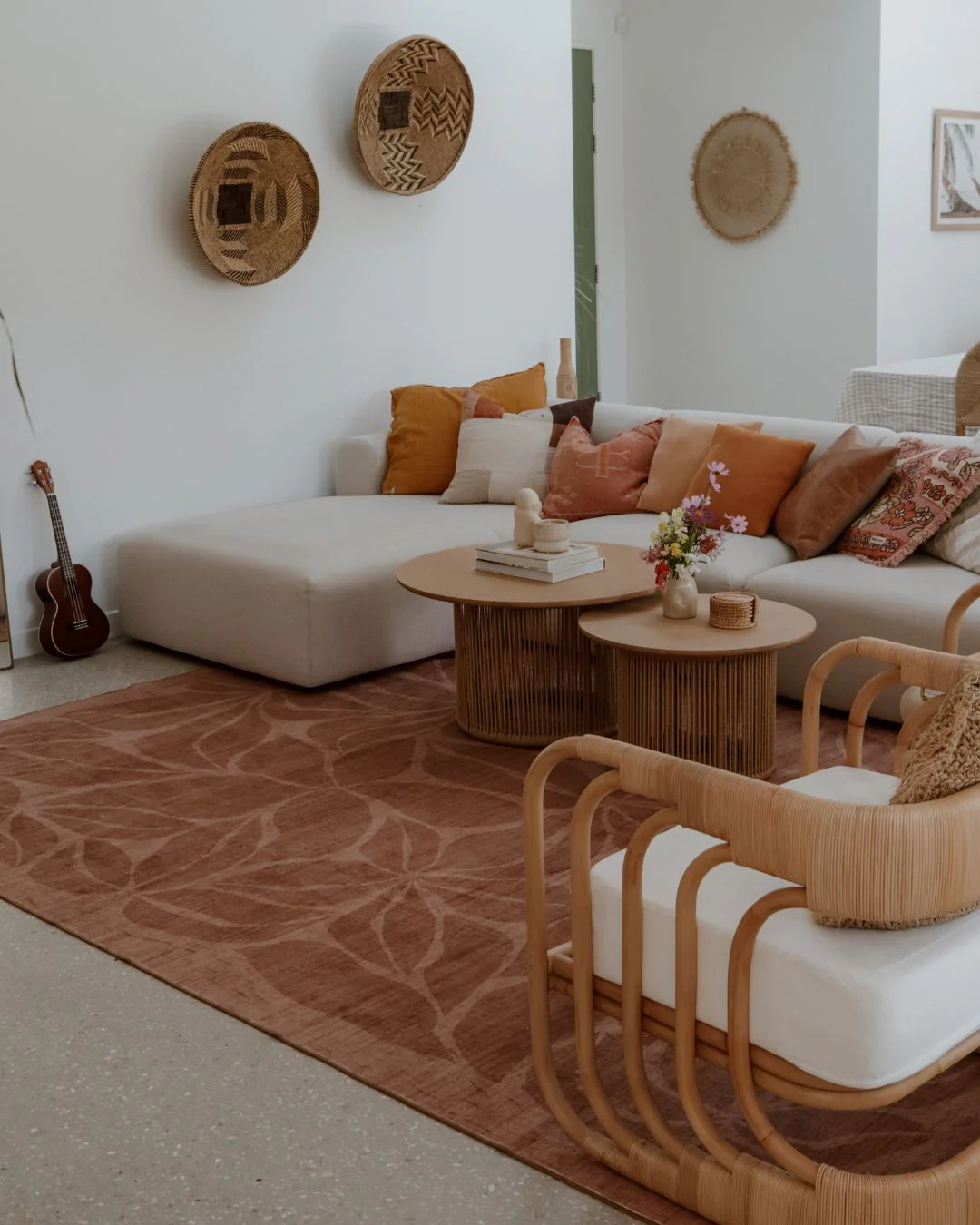 Sitar Rust Floral Washable Rug - Image 2