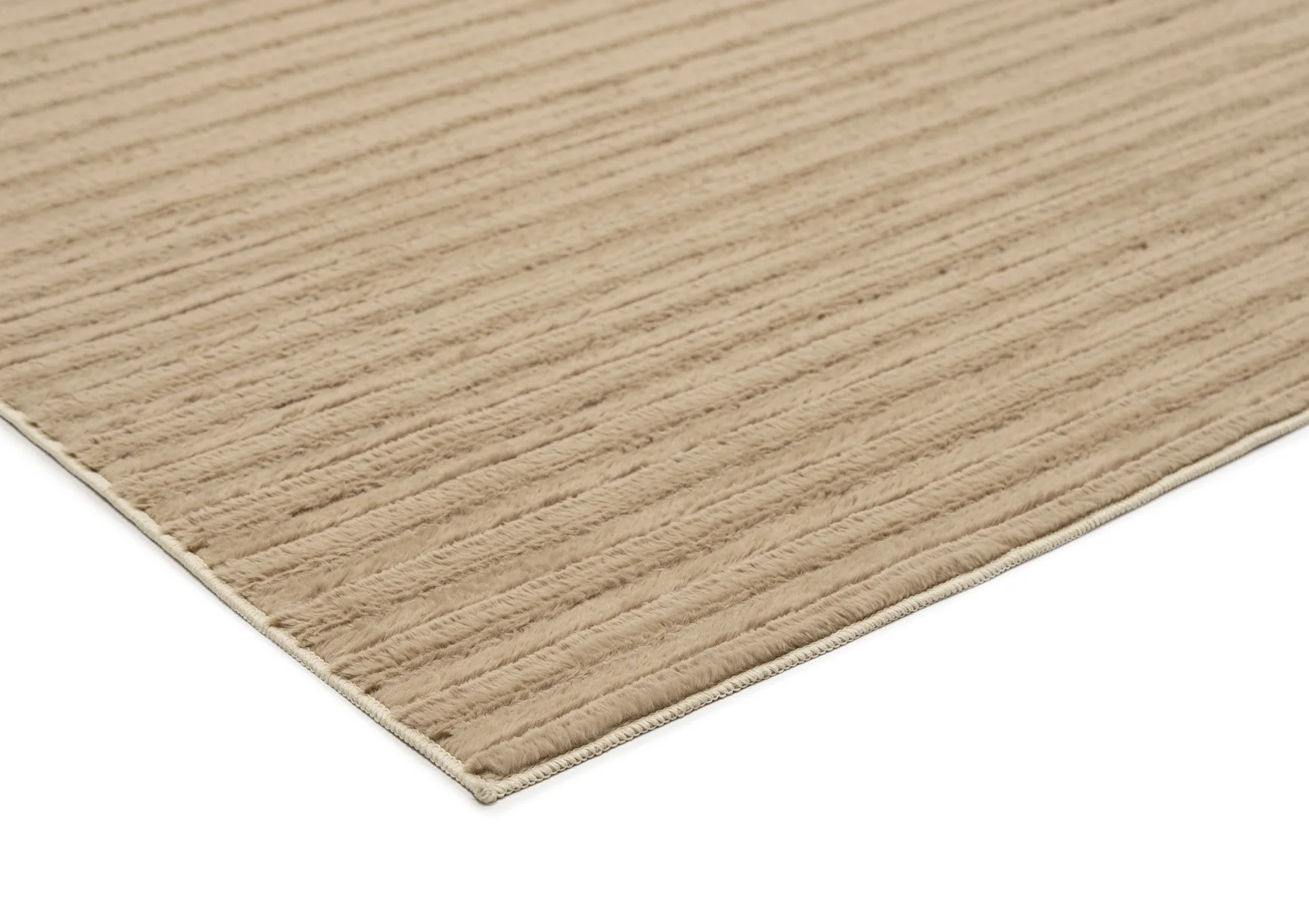 Sitti Beige Striped Washable Faux Fur Rug - Image 10