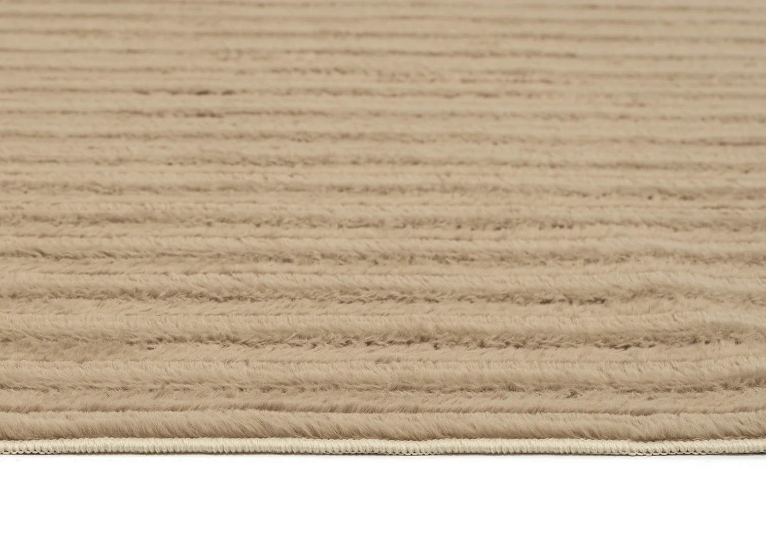 Sitti Beige Striped Washable Faux Fur Rug - Image 11