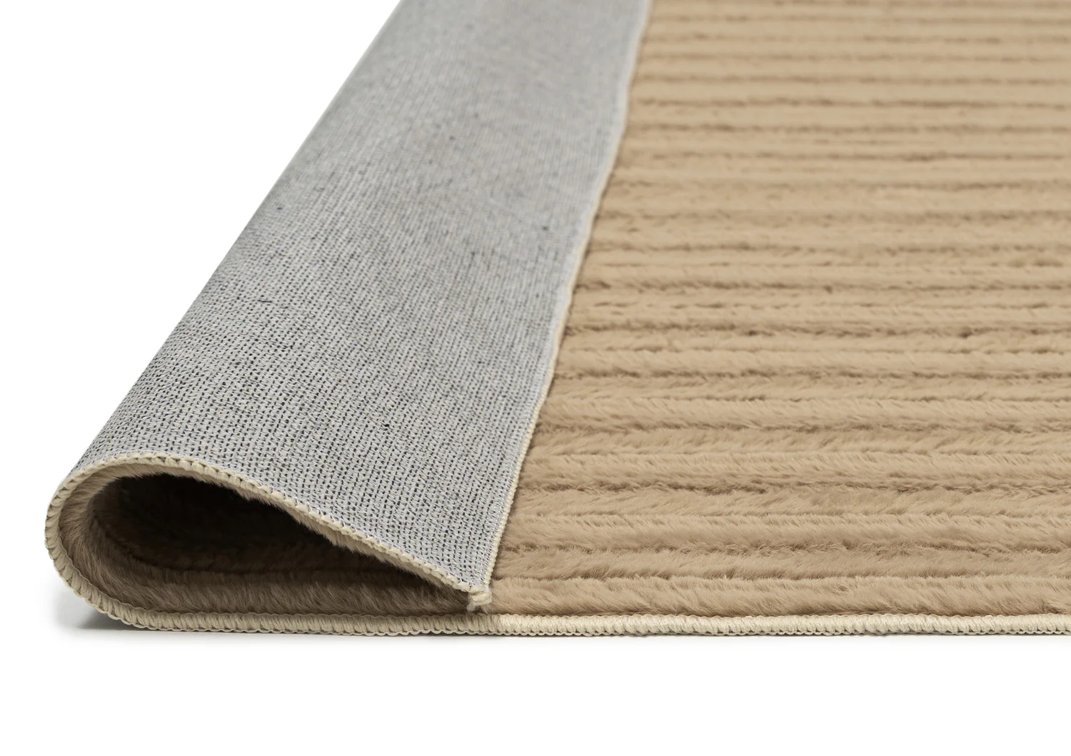 Sitti Beige Striped Washable Faux Fur Rug - Image 12