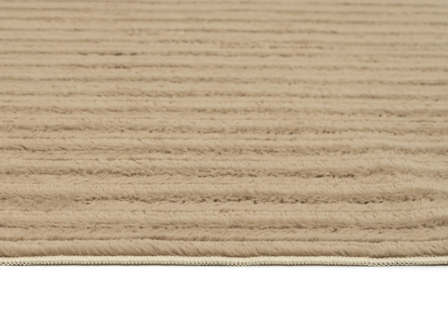 Sitti Beige Striped Washable Faux Fur Runner Rug - Image 7