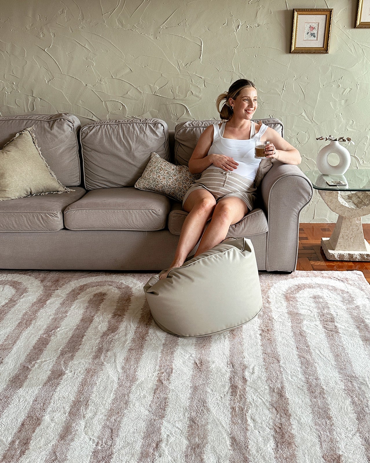 Sloan Beige Curve Pattern Washable Rug - Image 10