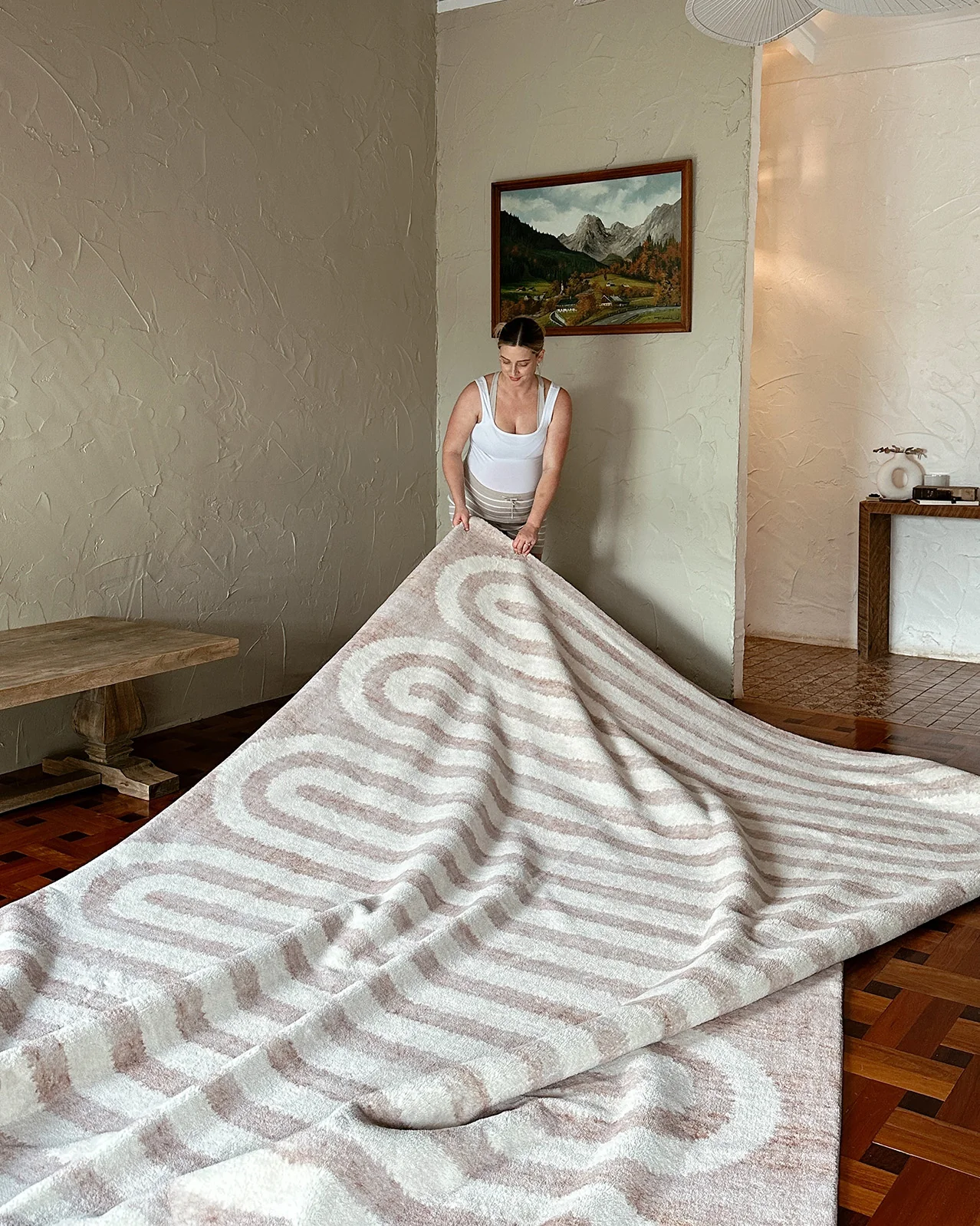 Sloan Beige Curve Pattern Washable Rug - Image 12