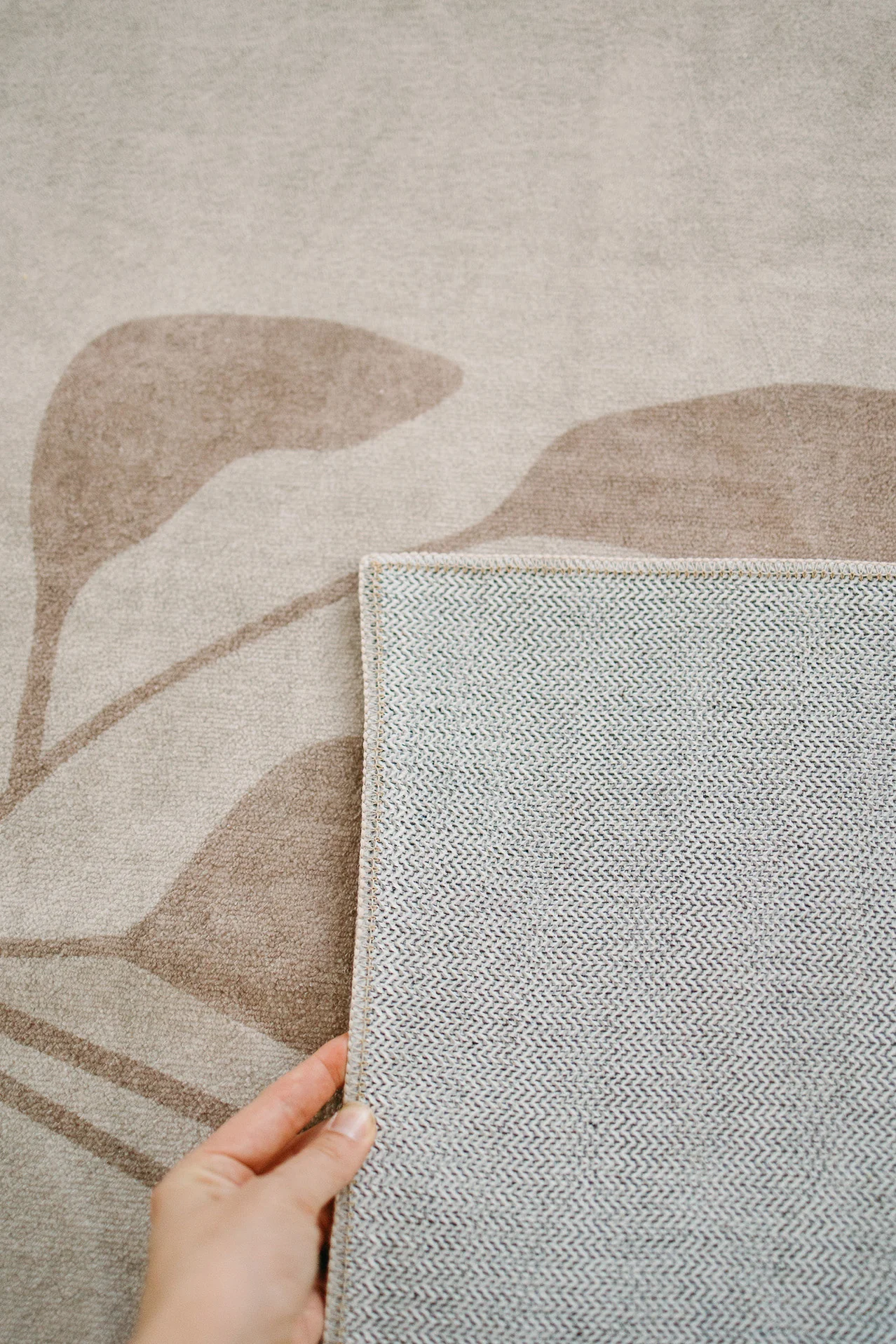 Solange Beige and Brown Botanical Border Washable Rug - Image 5