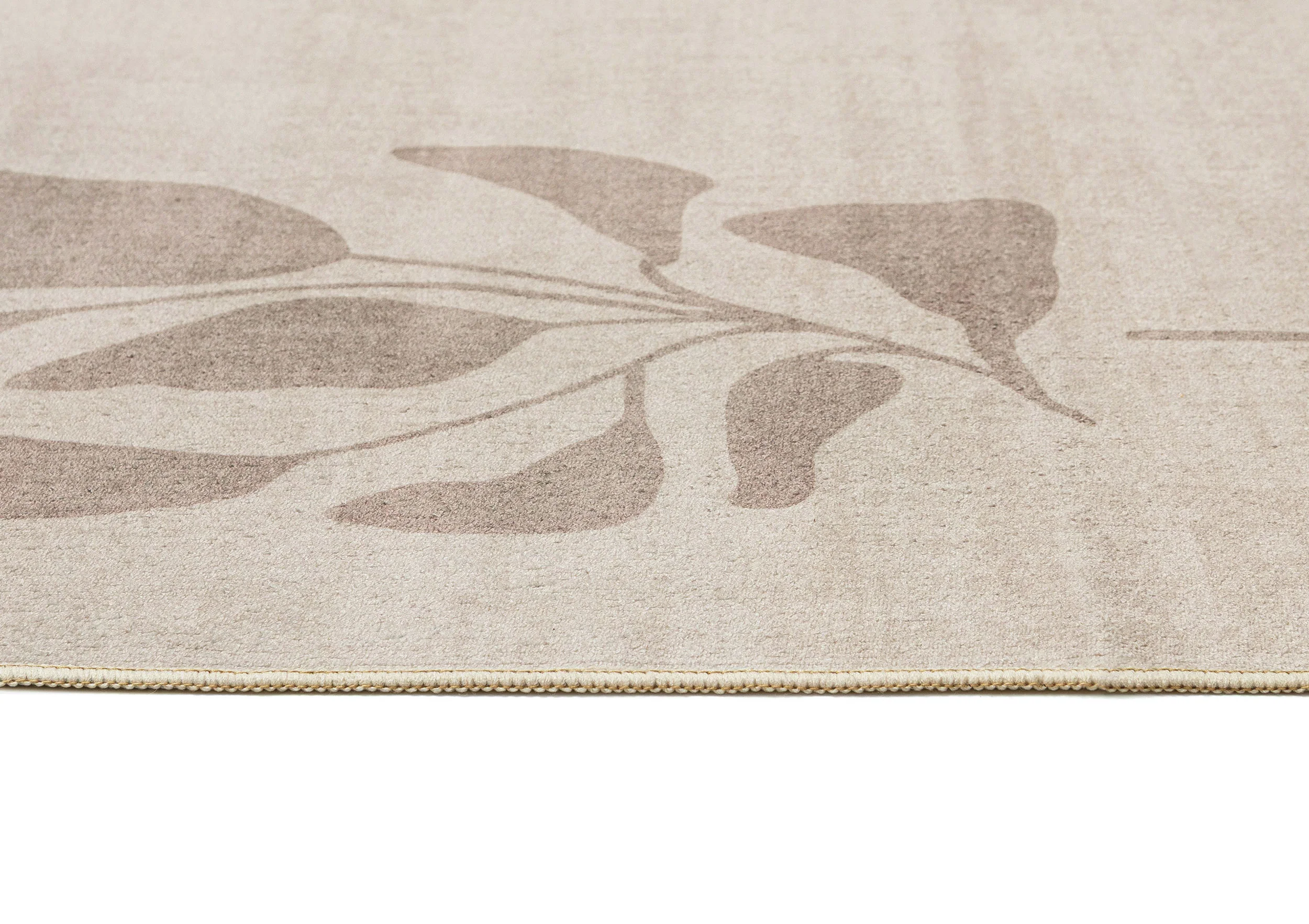 Solange Beige and Brown Botanical Border Washable Rug - Image 8