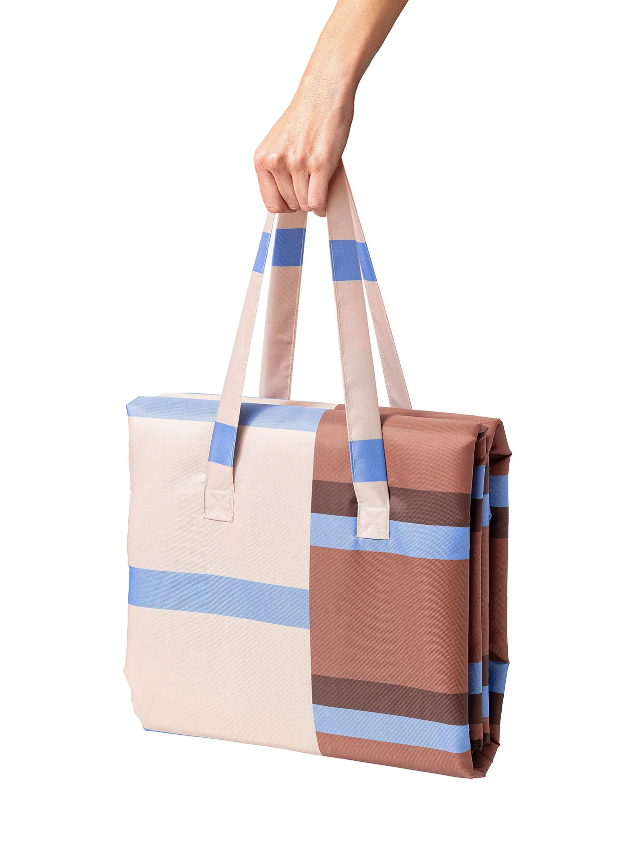 Solari Terracotta Cream and Sky Blue Beach Mat - Image 5